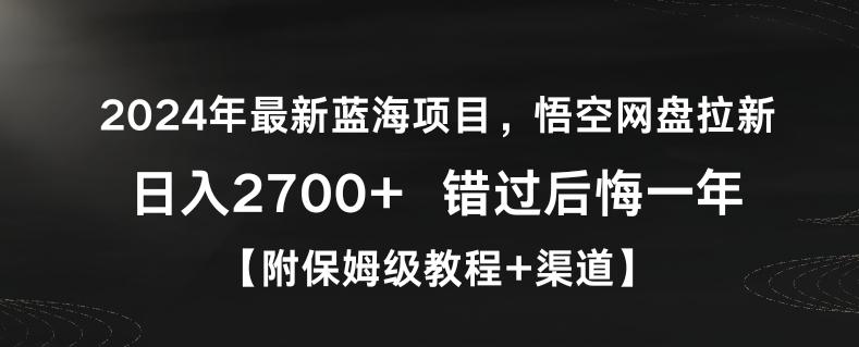 2024年最新蓝海项目，悟空网盘拉新，日入2700+错过后悔一年【附保姆级教程+渠道】【揭秘】-七七项目网