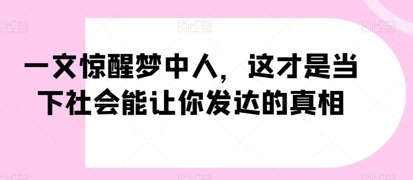 一文惊醒梦中人，这才是当下社会能让你发达的真相【公众号付费文章】-七七项目网