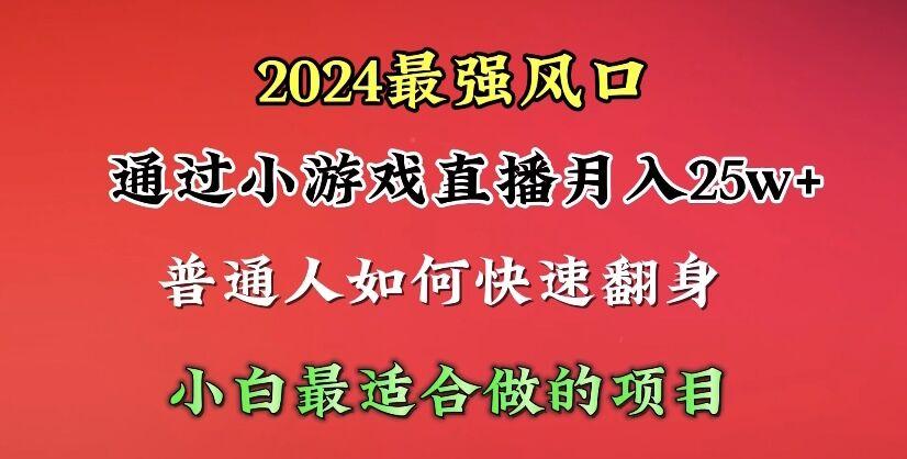 (10020期)2024年最强风口，通过小游戏直播月入25w+单日收益5000+小白最适合做的项目-七七项目网