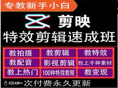 剪映特效教程和运营变现教程，特效剪辑速成班，专教新手小白-七七项目网