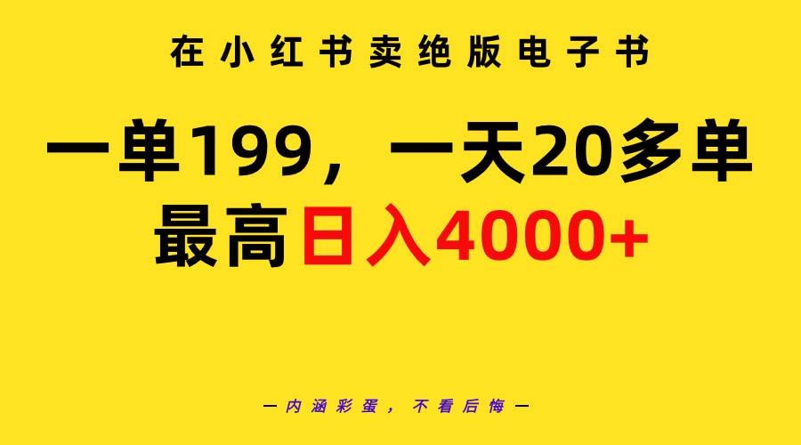 (9401期)在小红书卖绝版电子书，一单199 一天最多搞20多单，最高日入4000+教程+资料-七七项目网