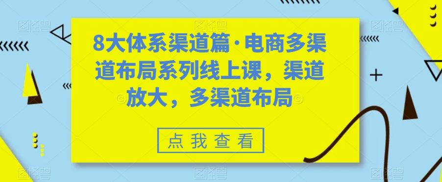 8大体系渠道篇·电商多渠道布局系列线上课，渠道放大，多渠道布局-七七项目网