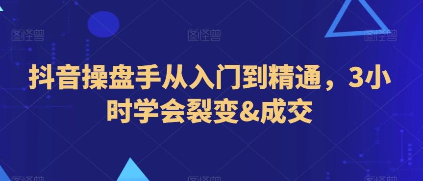 抖音操盘手从入门到精通，3小时学会裂变&成交-七七项目网