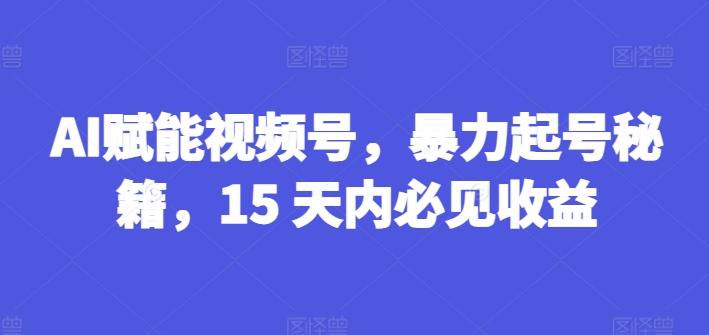 AI赋能视频号，暴力起号秘籍，15 天内必见收益【揭秘】-七七项目网