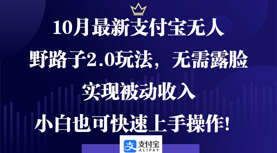 10月最新支付宝无人野路子2.0玩法，无需露脸，实现被动收入，小白也可…-七七项目网