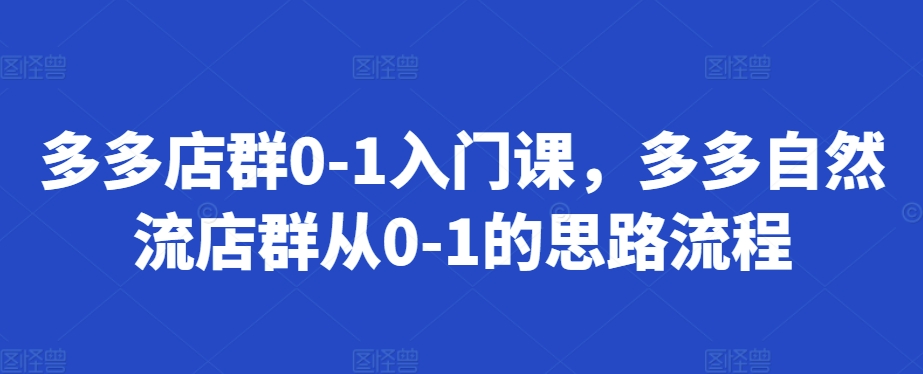 多多店群0-1入门课，多多自然流店群从0-1的思路流程-七七项目网