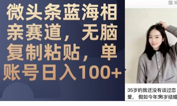 微头条蓝海相亲赛道，无脑复制粘贴，单账号日入100+-七七项目网