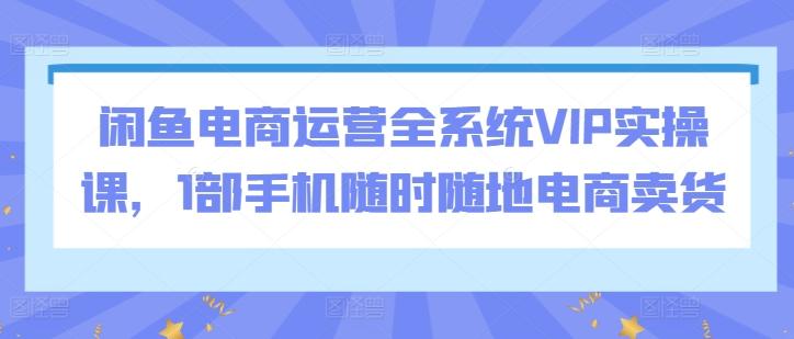 闲鱼电商运营全系统VIP实操课，1部手机随时随地电商卖货-七七项目网