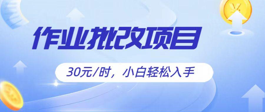 作业批改项目30元/时，简单小白轻松入手，非常适合兼职-七七项目网