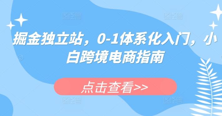 掘金独立站，0-1体系化入门，小白跨境电商指南-七七项目网