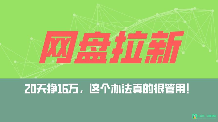 网盘拉新+私域全自动玩法，0粉起号，小白可做，当天见收益，已测单日破5000-七七项目网
