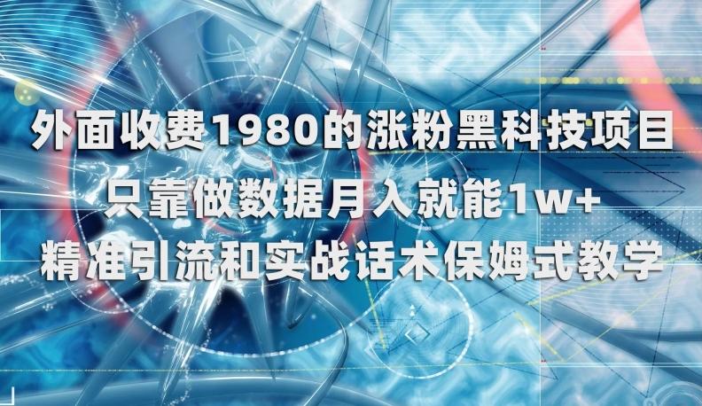 外面收费1980的涨粉黑科技项目，只靠做数据月入就能1w+【揭秘】-七七项目网