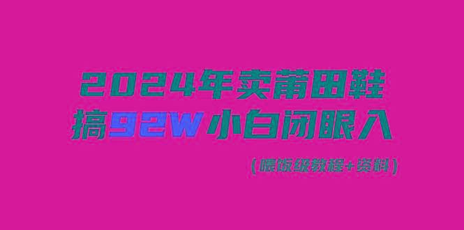 (9329期)2024年卖莆田鞋，搞了92W，小白闭眼操作！-七七项目网