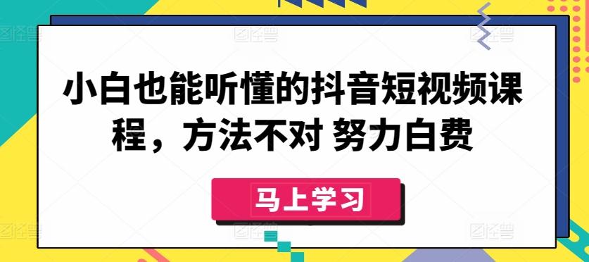 小白也能听懂的抖音短视频课程，方法不对 努力白费-七七项目网