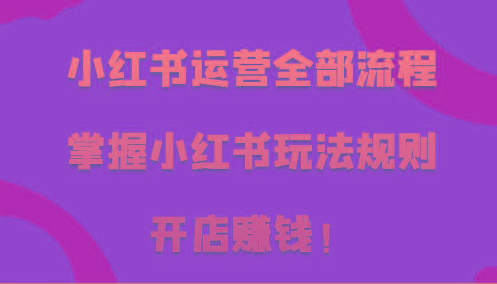 小红书运营全部流程，掌握小红书玩法规则，开店赚钱！-七七项目网