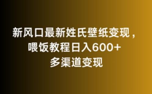 新风口最新姓氏壁纸变现，喂饭教程日入600+【揭秘】-七七项目网