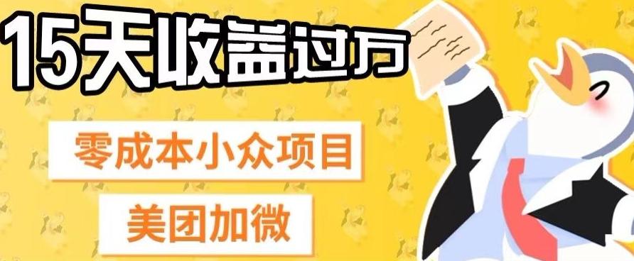 零成本小众项目，美团加微，一单4.5+，15天已经有人赚上万收益-七七项目网