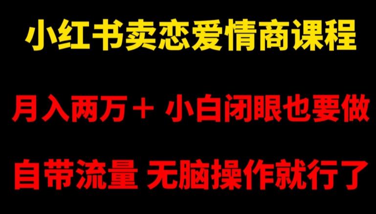 小红书卖恋爱情商课程，月入两万＋，小白闭眼也要做，自带流量，无脑操作就行了【揭秘】-七七项目网