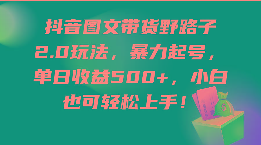 (9790期)抖音图文带货野路子2.0玩法，暴力起号，单日收益500+，小白也可轻松上手！-七七项目网