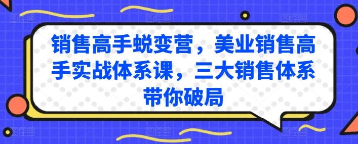 销售高手蜕变营，美业销售高手实战体系课，三大销售体系带你破局-七七项目网