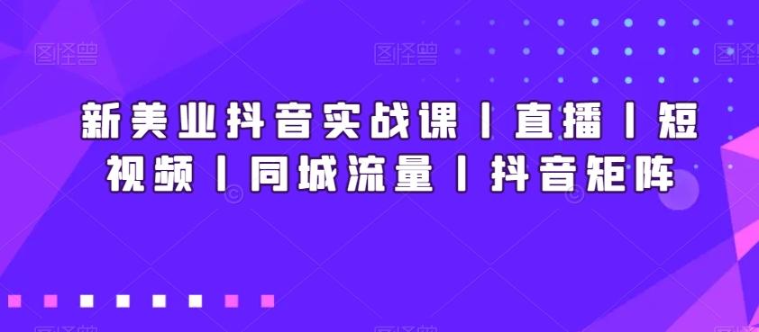 新美业抖音实战课丨直播丨短视频丨同城流量丨抖音矩阵-七七项目网