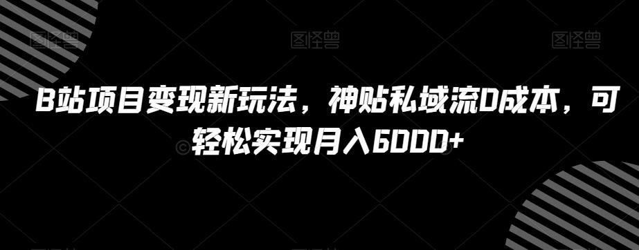 B站项目变现新玩法，神贴私域流0成本，可轻松实现月入6000+【揭秘】-七七项目网