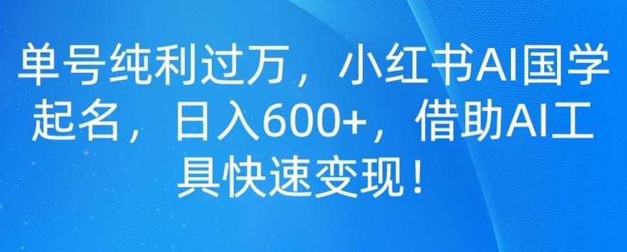 单号纯利过万，小红书AI国学起名，日入600+，借助AI工具快速变现-七七项目网