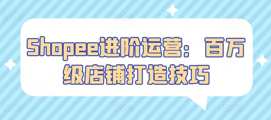 Shopee进阶运营：百万级店铺打造技巧-七七项目网