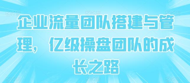 企业流量团队搭建与管理，亿级操盘团队的成长之路-七七项目网