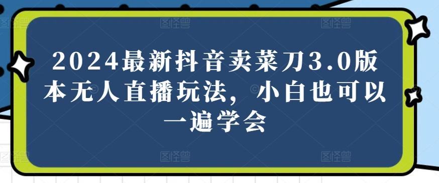 2024最新抖音卖菜刀3.0版本无人直播玩法，小白也可以一遍学会【揭秘】-七七项目网
