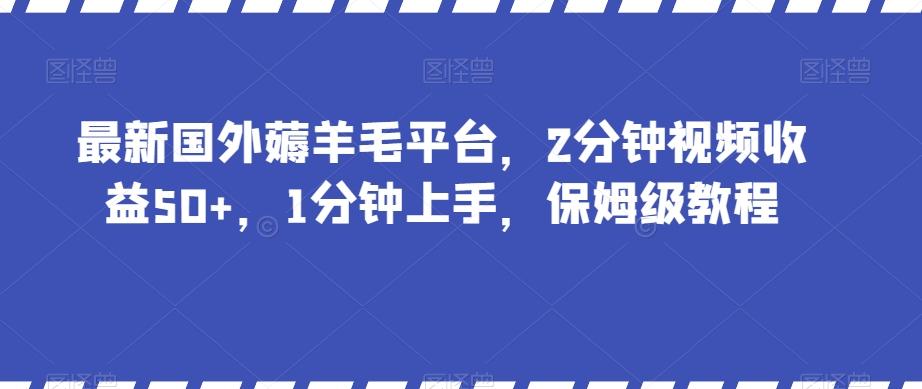 最新国外薅羊毛平台，2分钟视频收益50+，1分钟上手，保姆级教程【揭秘】-七七项目网