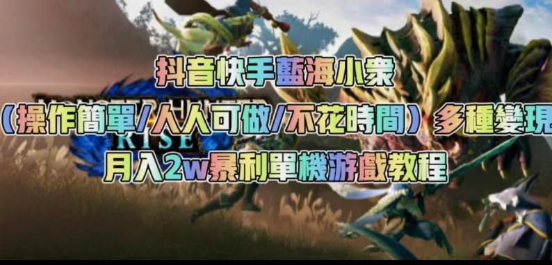 抖音快手蓝海小众（操作简单人人可做不花时间）多种变现月入2w＋暴利单机游戏教程-七七项目网