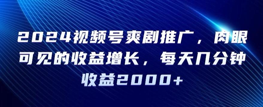 2024视频号爽剧推广，肉眼可见的收益增长，每天几分钟收益2000+【揭秘】-七七项目网