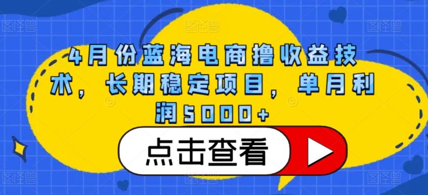 4月份蓝海电商撸收益技术，长期稳定项目，单月利润5000+【揭秘】-七七项目网
