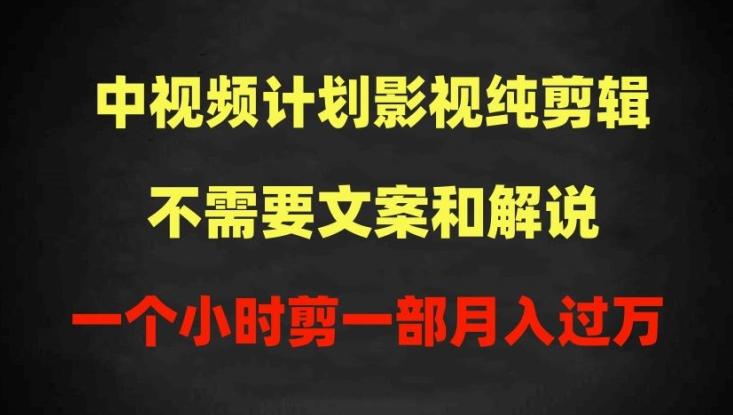 中视频计划影视纯剪辑，不需要文案和解说，一个小时剪一部，100%过原创月入过万【揭秘】-七七项目网
