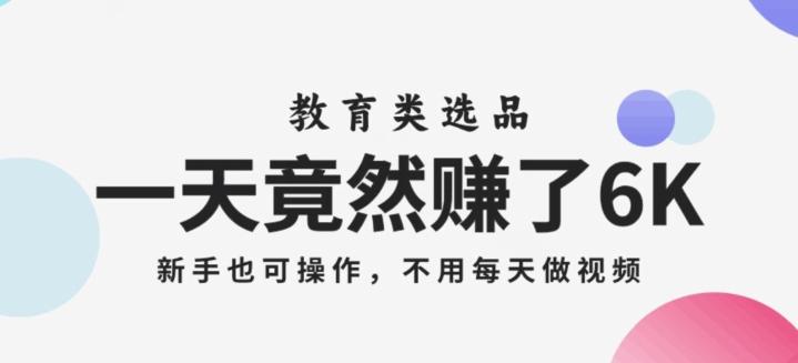 一天竟然赚了6000多，教育类选品，新手也可操作，更不用每天做短视频【揭秘】-七七项目网