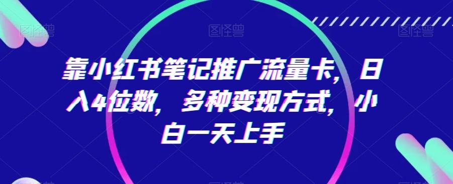 靠小红书笔记推广流量卡，日入4位数，多种变现方式，小白一天上手-七七项目网