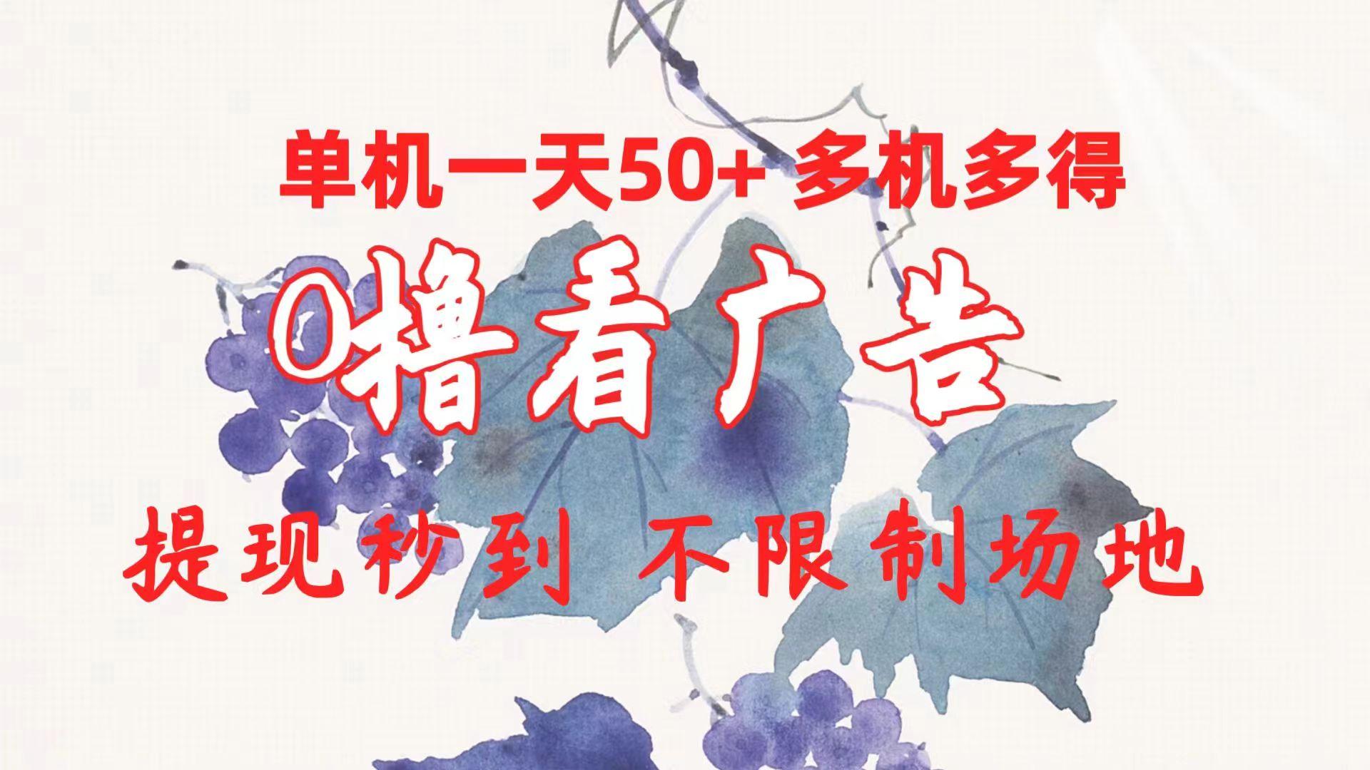 0撸看广告 单机一天50+多机多得 提现秒到 不限制场地操作-七七项目网