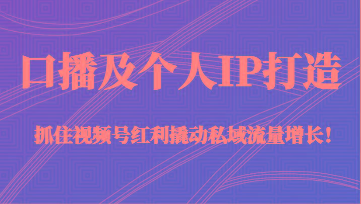 口播及个人IP打造，抓住视频号红利撬动私域流量增长！（45节课）-七七项目网