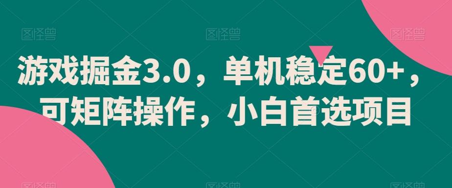 游戏掘金3.0，单机稳定60+，可矩阵操作，小白首选项目【揭秘】-七七项目网