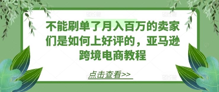 不能刷单了月入百万的卖家们是如何上好评的，亚马逊跨境电商教程-七七项目网