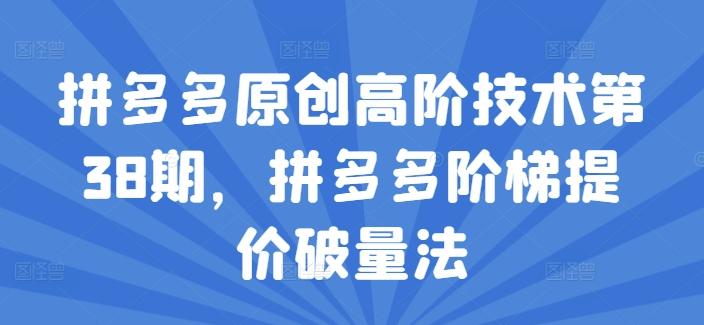 拼多多原创高阶技术第38期，拼多多阶梯提价破量法-七七项目网