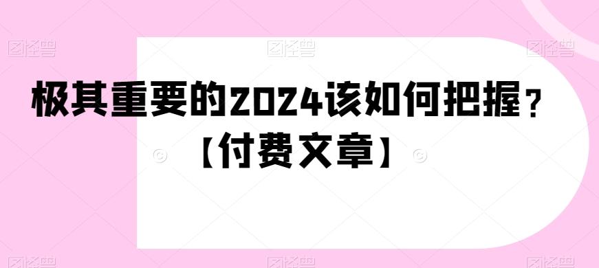 极其重要的2024该如何把握？【付费文章】-七七项目网
