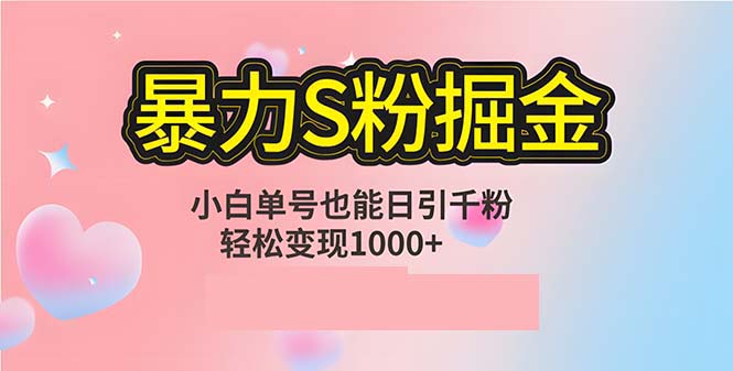 单人单机日引千粉，变现1000+，S粉流量掘金计划攻略-七七项目网