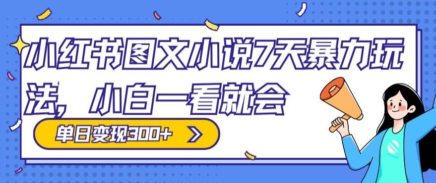 小红书图文小说7天暴力玩法，小白一看就会，单日变现300+-七七项目网