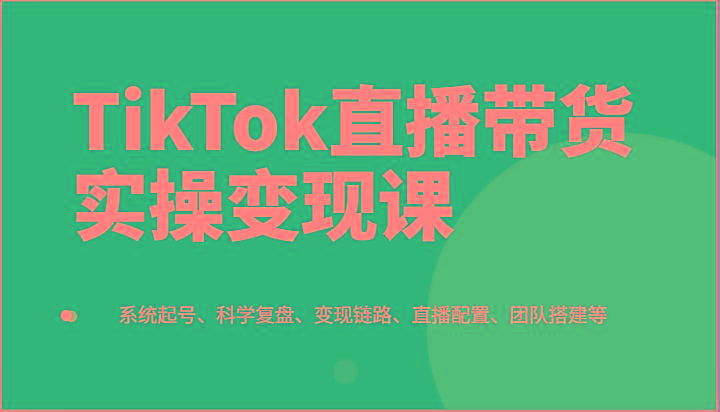 TikTok直播带货实操变现课：系统起号、科学复盘、变现链路、直播配置、团队搭建等-七七项目网