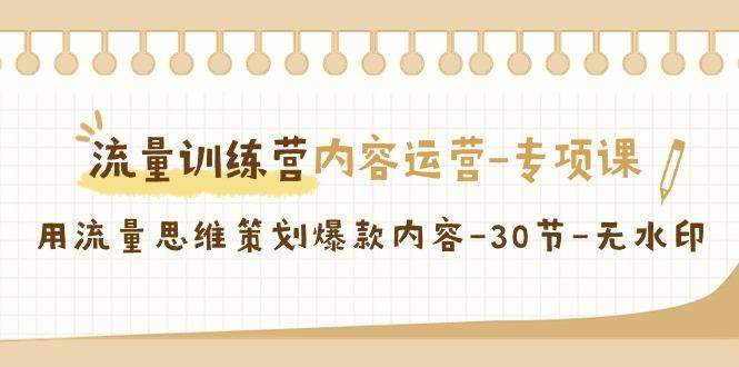 流量训练营之内容运营专项课，用流量思维策划爆款内容(30节课)-七七项目网