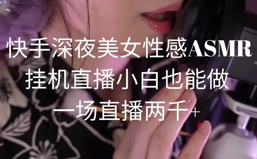 快手深夜美女性感ASMR挂机直播，小白也能做，一场直播两千+-七七项目网