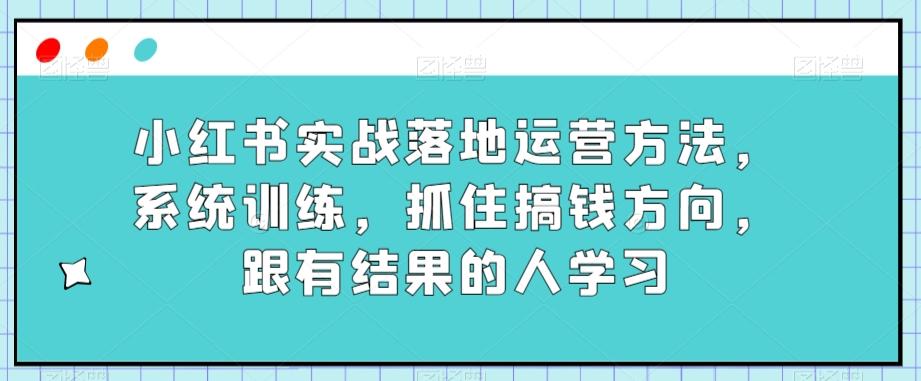 小红书实战落地运营方法，系统训练，抓住搞钱方向，跟有结果的人学习-七七项目网