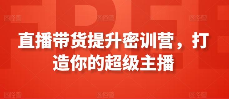 直播带货提升密训营，打造你的超级主播-七七项目网